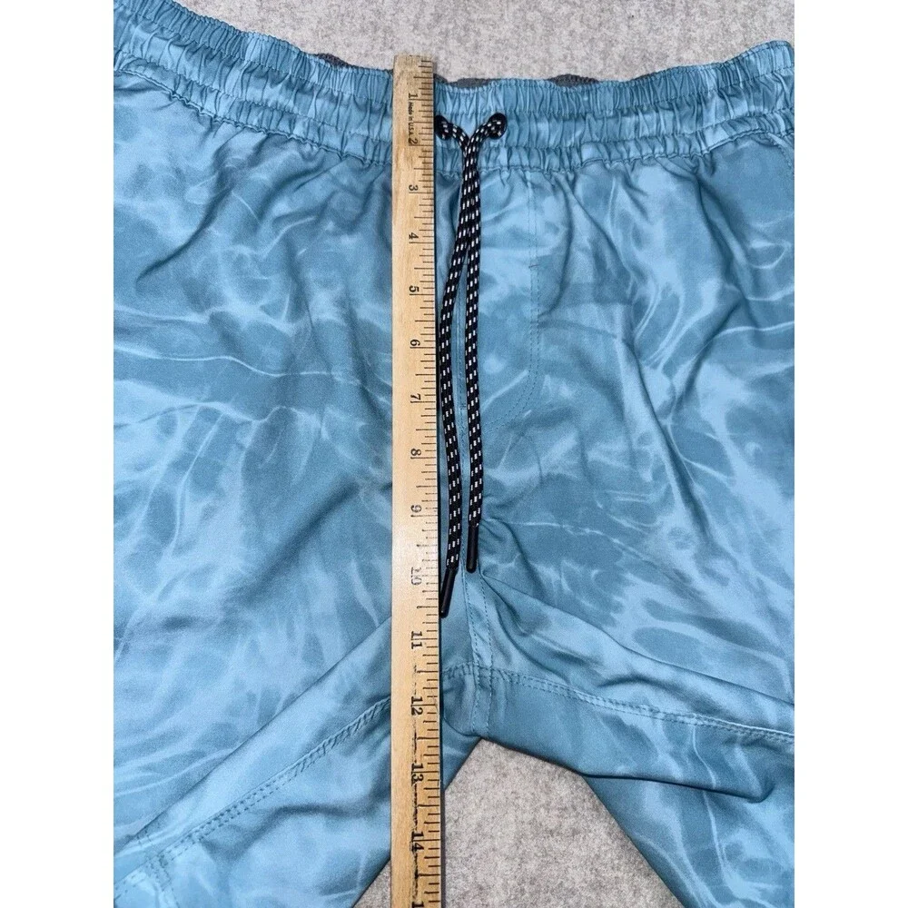 Hurley Men’s Medium Volley Swim Trunks With Built In Shorts And Pockets Blue